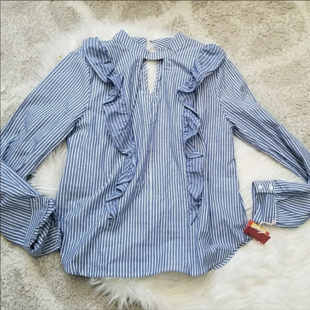 Adorable Blue Ruffle Blouse